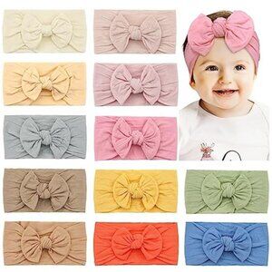 Baby Girl Bow Headband Soft Nylon Stretchy Hair Bow Newborn Infant Toddler Kids
